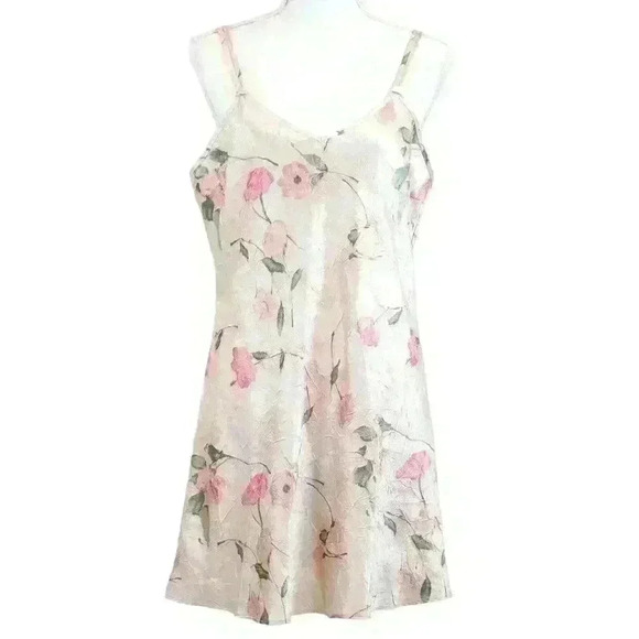 Intimate Essentials Baby Pink Floral Camisole Mini Slip Dress Size XL - Picture 1 of 7